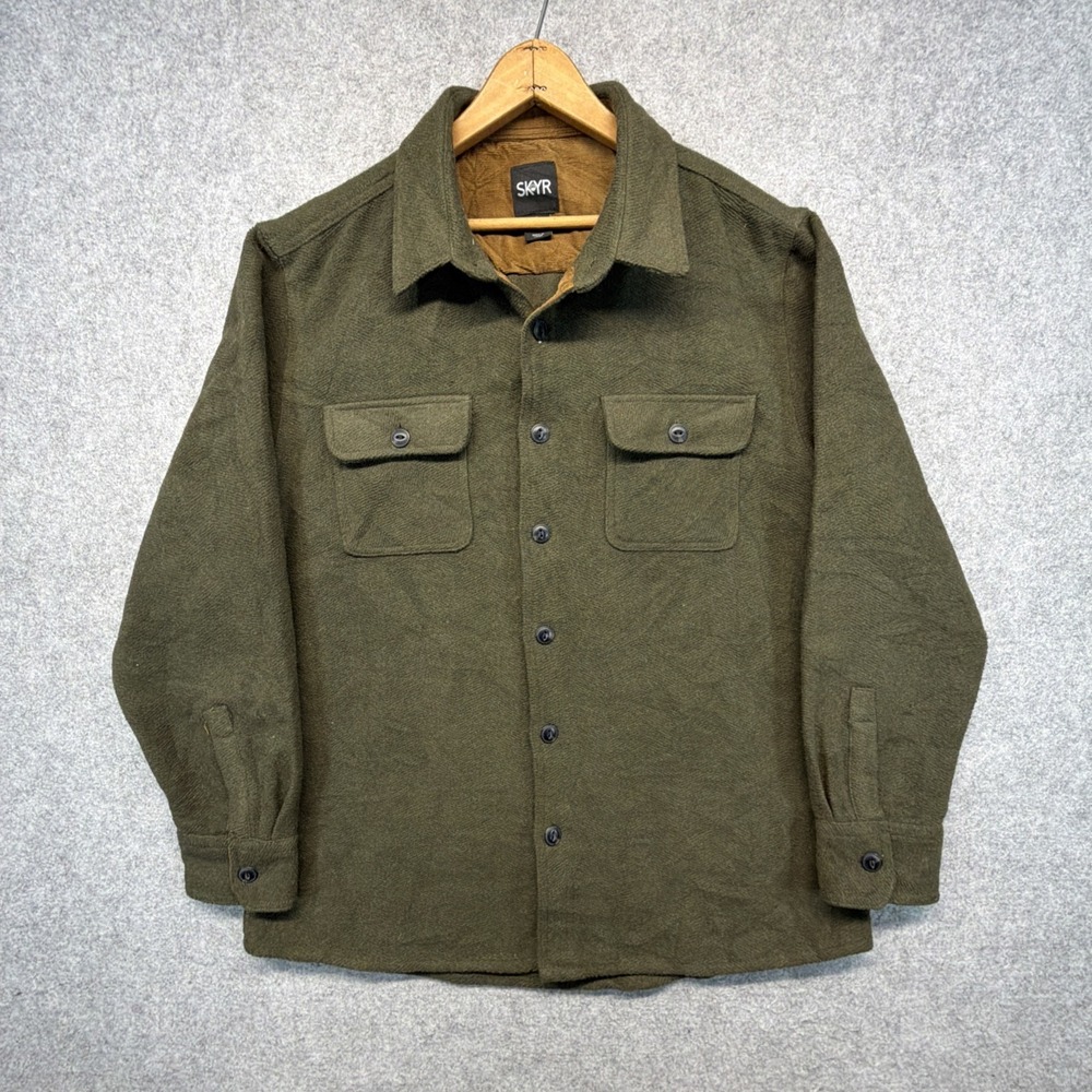 SKYR Shacket Men's XL Olive Green CPO Shirt Wool Blend Jacket Heavy